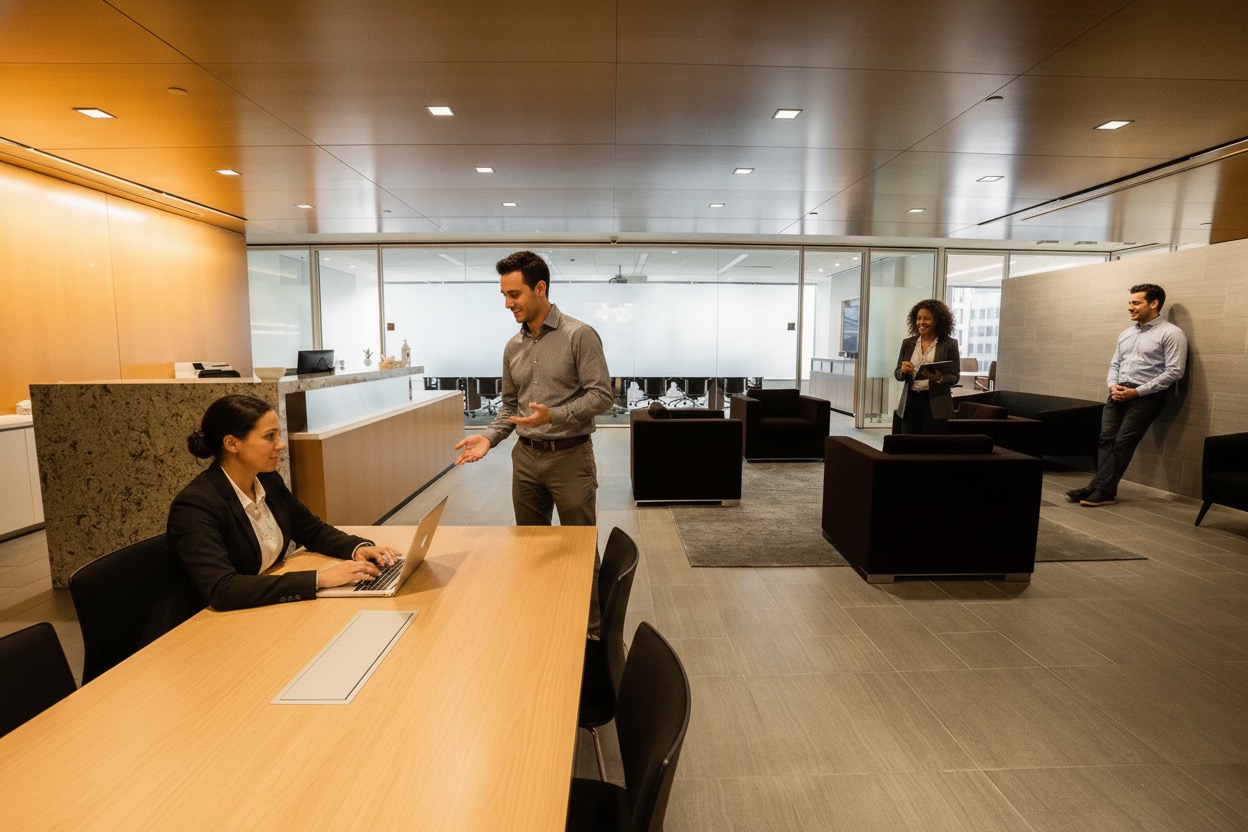 Members working at shared desks in a TCC Canada coworking space