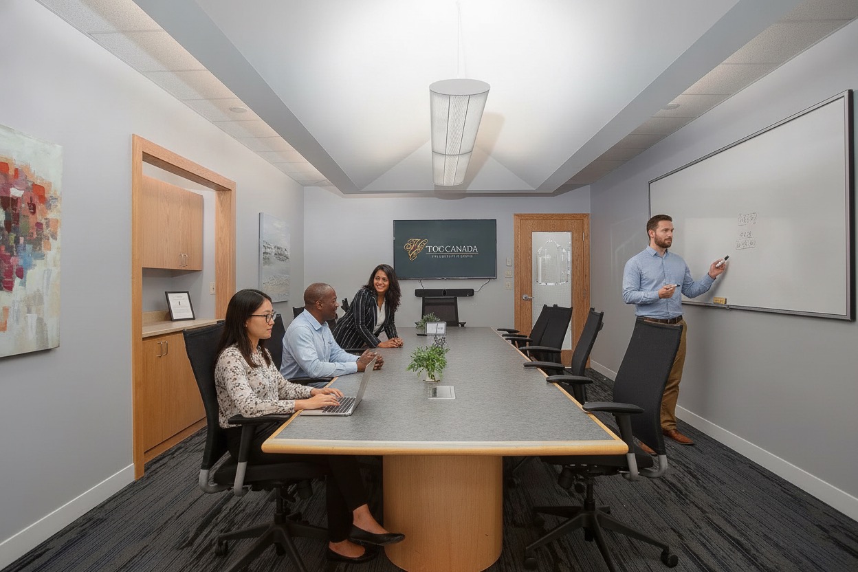 A furnished small team office at TCC Canada