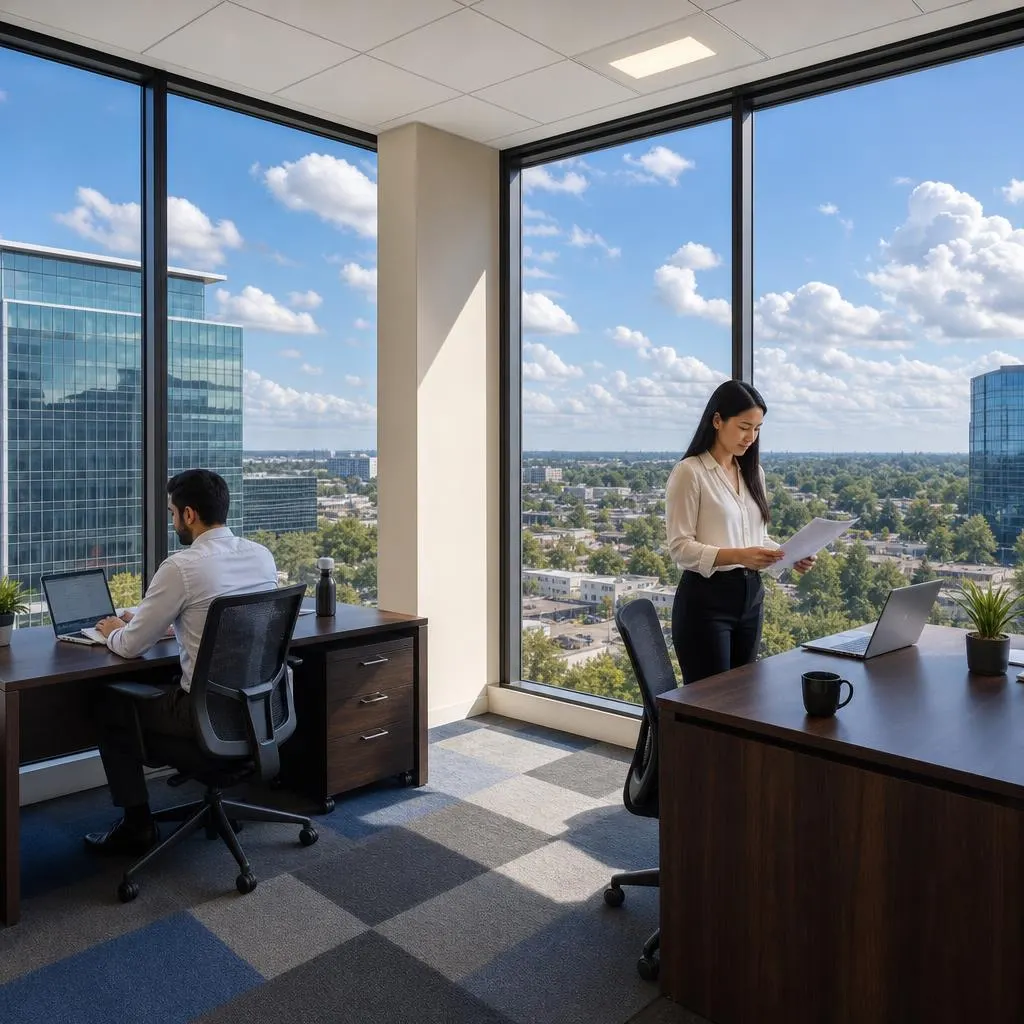 A team working in a corner office at the Markham Centre